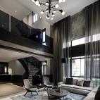 现代风格黑灰色调客厅设计图