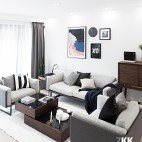 北欧风格清新森系之灰色沙发客厅设计图