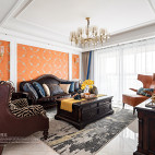 爱马仕橙美式客厅设计图