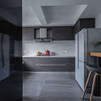 二分之一灰现代复式厨房设计图