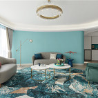 蒂芙尼蓝色现代风客厅沙发图