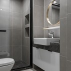 黑白系现代三居卫浴洗手台设计