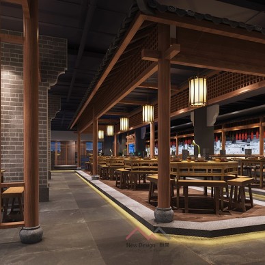 长沙复古中式餐饮空间设计，长沙新尚设计_3733005