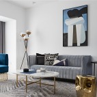 一个克莱因蓝的走道成就了全屋最大的亮点——客厅图片
