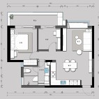 日式28平米二居室户型图