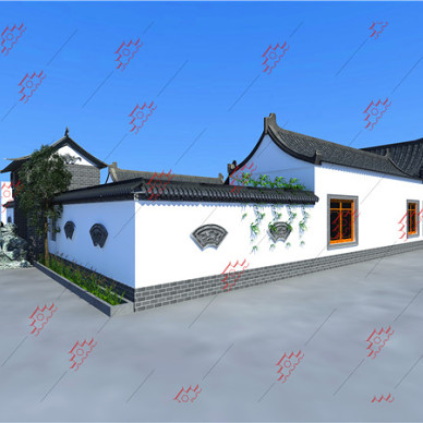 别墅围墙扇形砖雕装饰设计效果图_1603953871_4300960